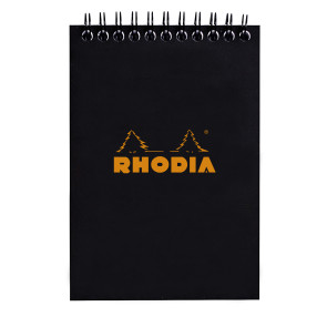 Rhodia Classic Wirebound Notepad - Medium - Black - Squared